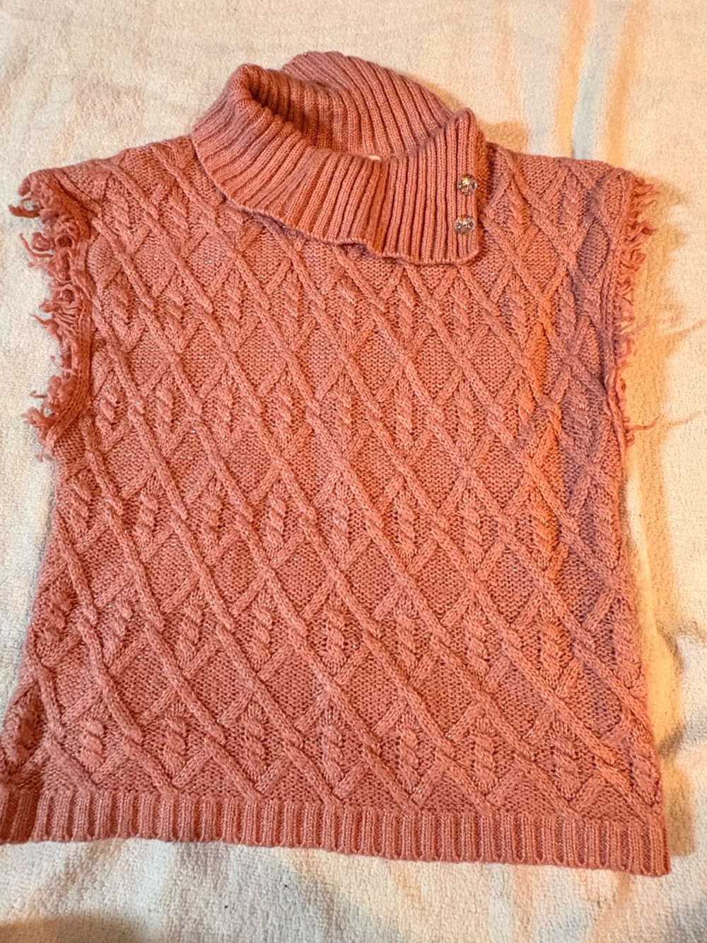 Little Lass Cable Knit Sleeveless Sweater Vest - Rose